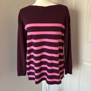 Loft Lou and Grey Burgundy and Pink Striped Tunic